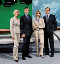 Das Personal der heute-Sendung (Petra Gerster, Steffen Seibert) und des heute-journals (Marietta Slomka, Claus Kleber)